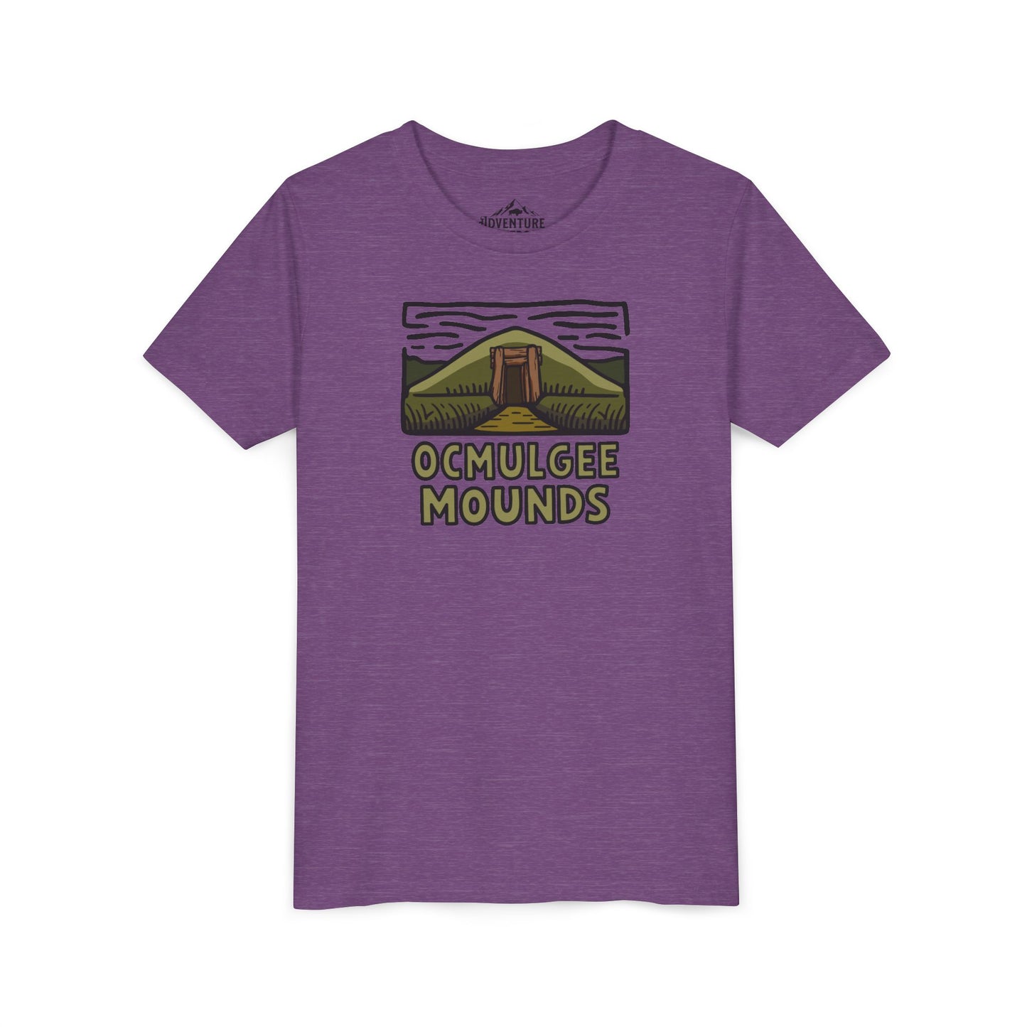 Wholesale Youth Ocmulgee Mounds T-shirt Heather Team Purple Adventure and Outdoors Themed Kids clothes