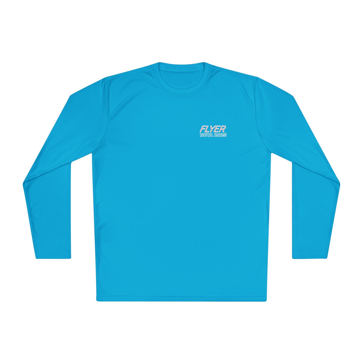 Custom Flyer Sailing Performance Long Sleeve Atomic Blue Adventure and Outdoors Themed Long-sleeve