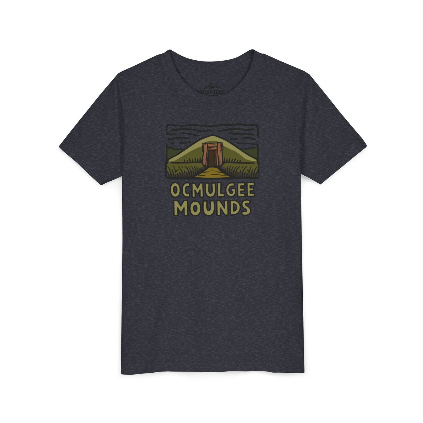 Wholesale Youth Ocmulgee Mounds T-shirt Heather Navy Adventure and Outdoors Themed Kids clothes