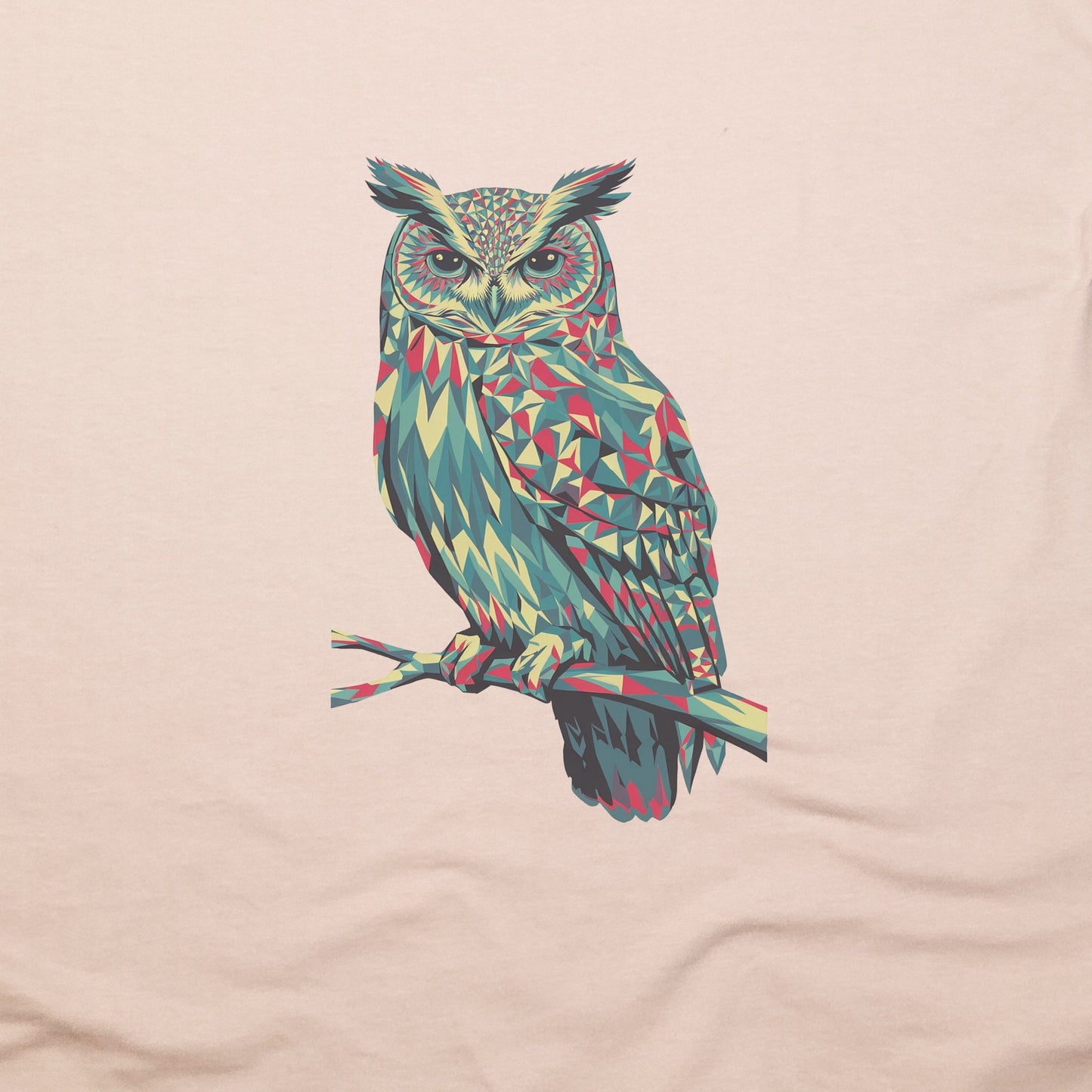 Horned Owl Mosaic T-Shirt Adventure and Outdoors Themed T-Shirt