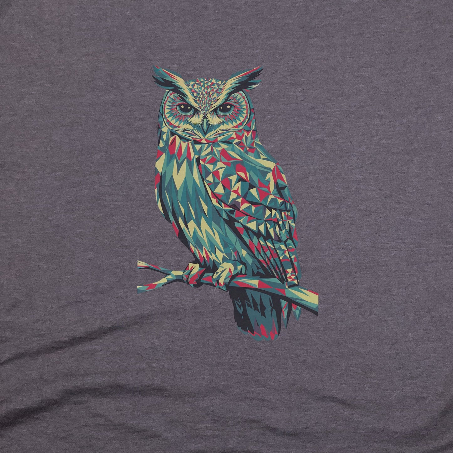 Horned Owl Mosaic T-Shirt Adventure and Outdoors Themed T-Shirt