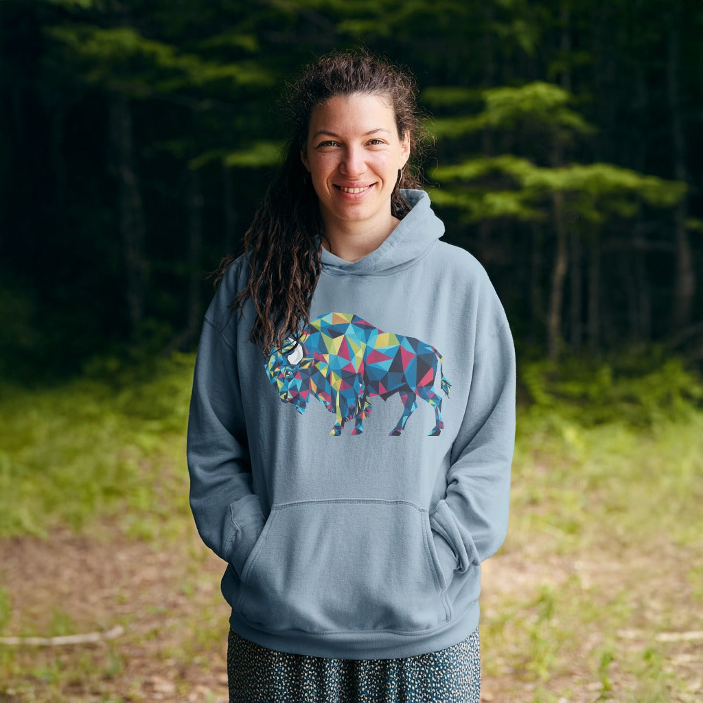 Buffalo Mosaic Hoodie Adventure and Outdoors Themed Hoodie