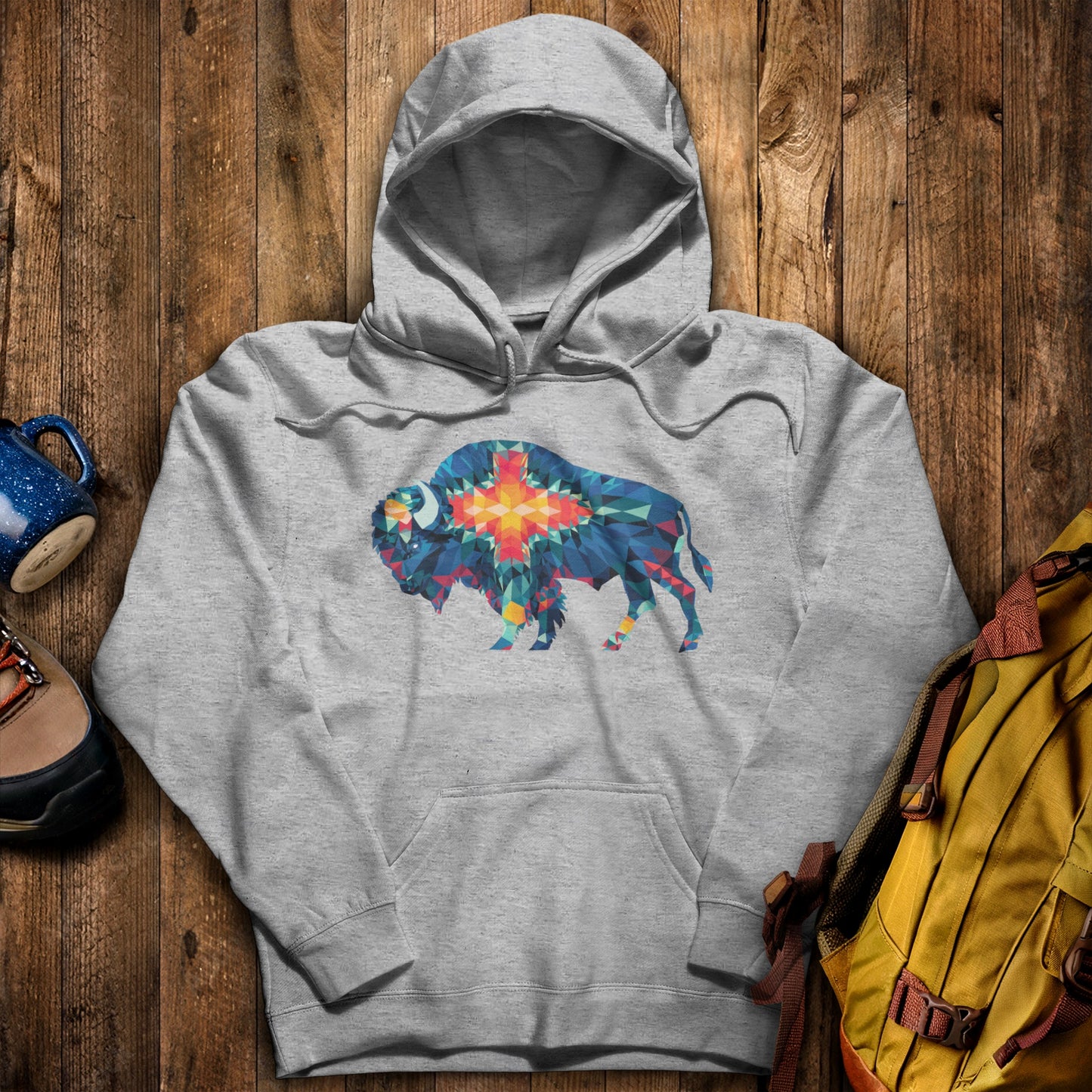 Buffalo Southwestern Mosaic Hoodie Sport Grey Adventure and Outdoors Themed Hoodie