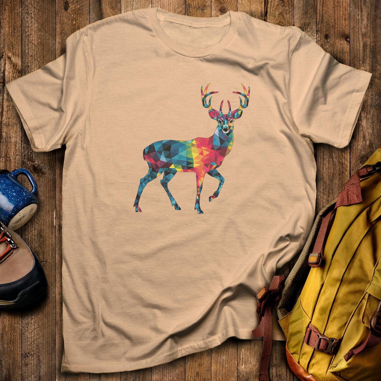 Deer Mosaic T-Shirt Sand Adventure and Outdoors Themed T-Shirt