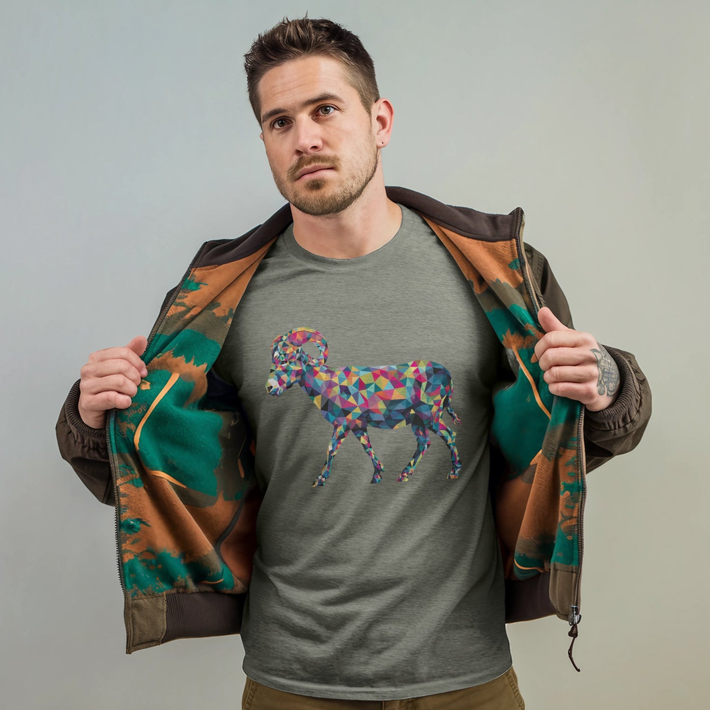 Ram Mosaic T-Shirt Adventure and Outdoors Themed T-Shirt