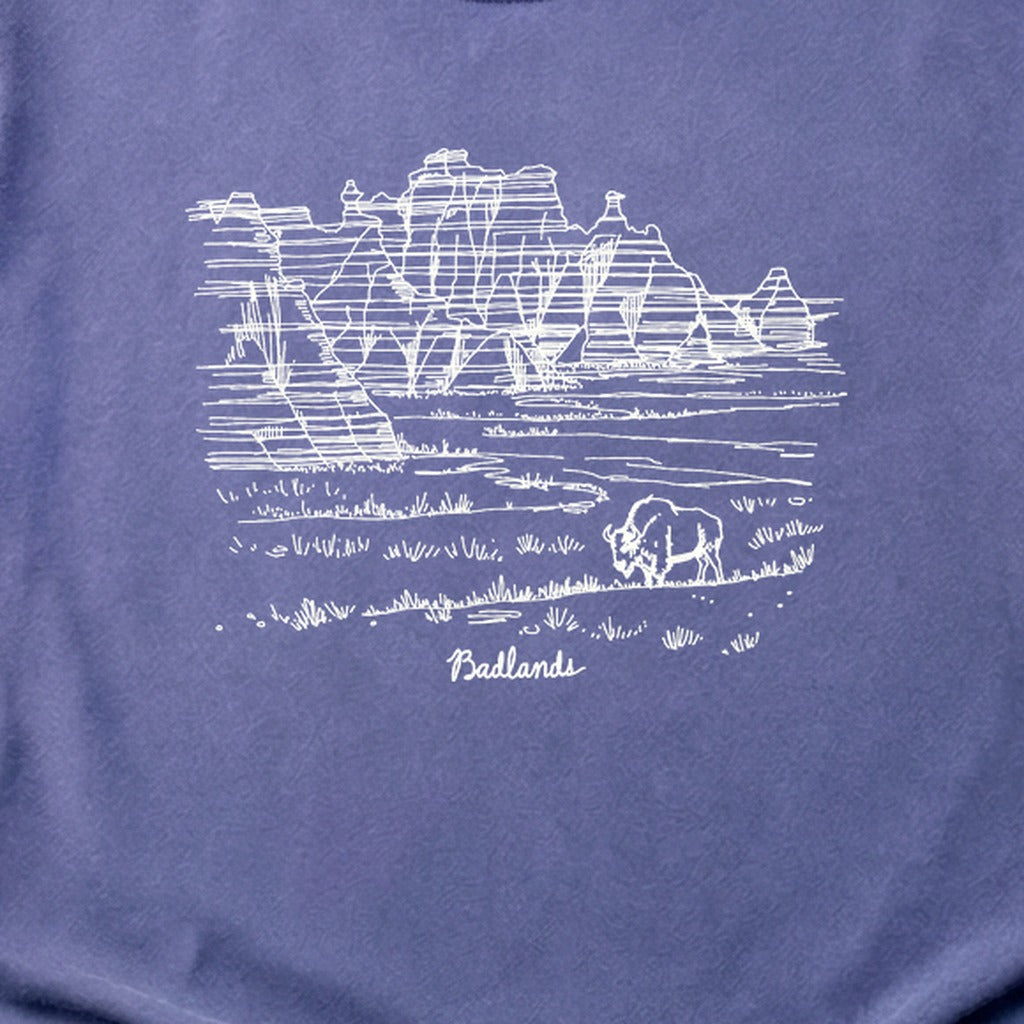 Badlands Line Drawing Cotton T-Shirt