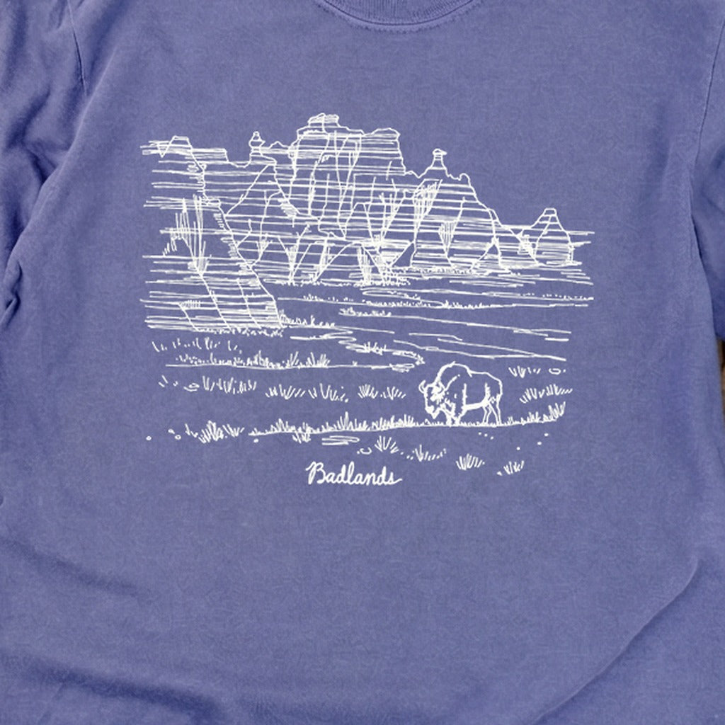 Badlands Line Drawing Cotton Long Sleeve