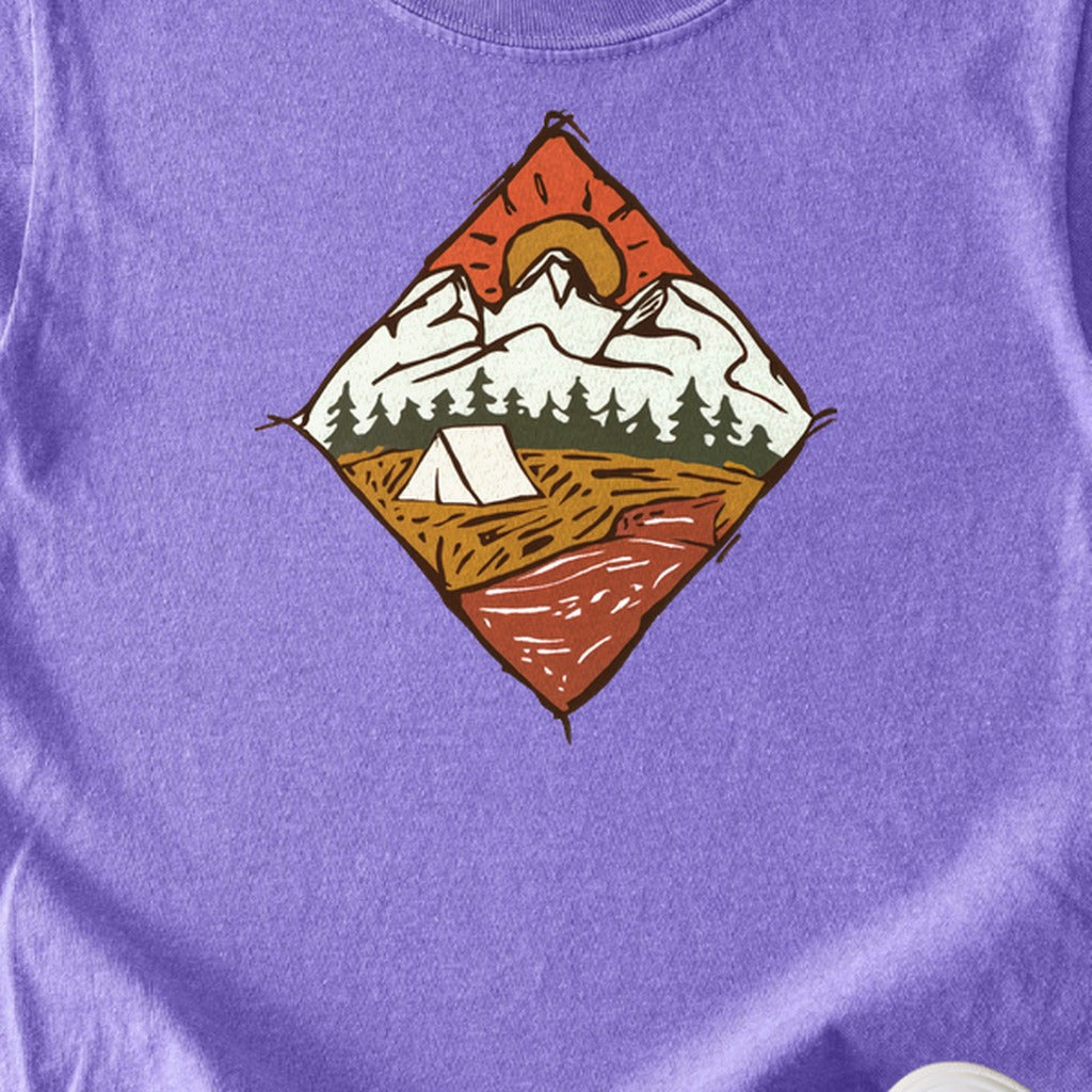 Camping Illustration Kids Cotton T-Shirt