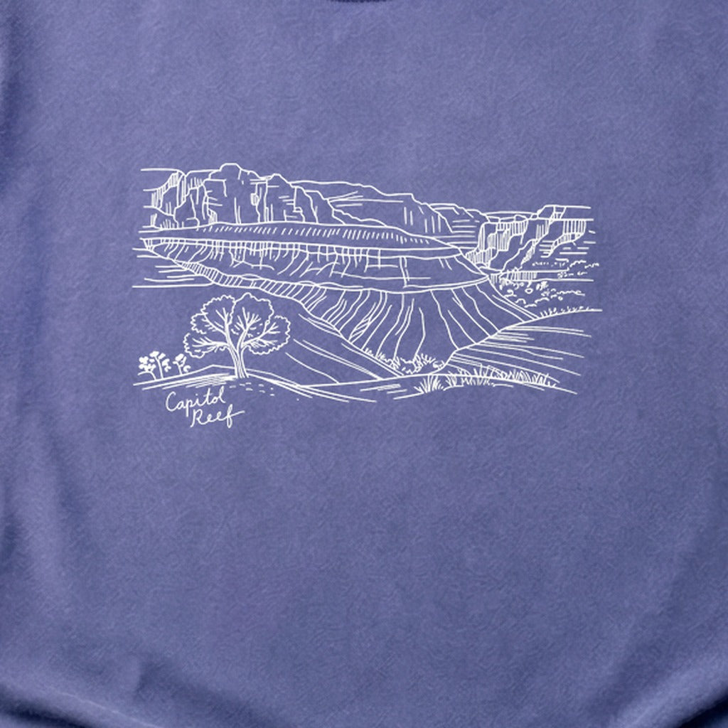 Capitol Reef Line Drawing Cotton T-Shirt