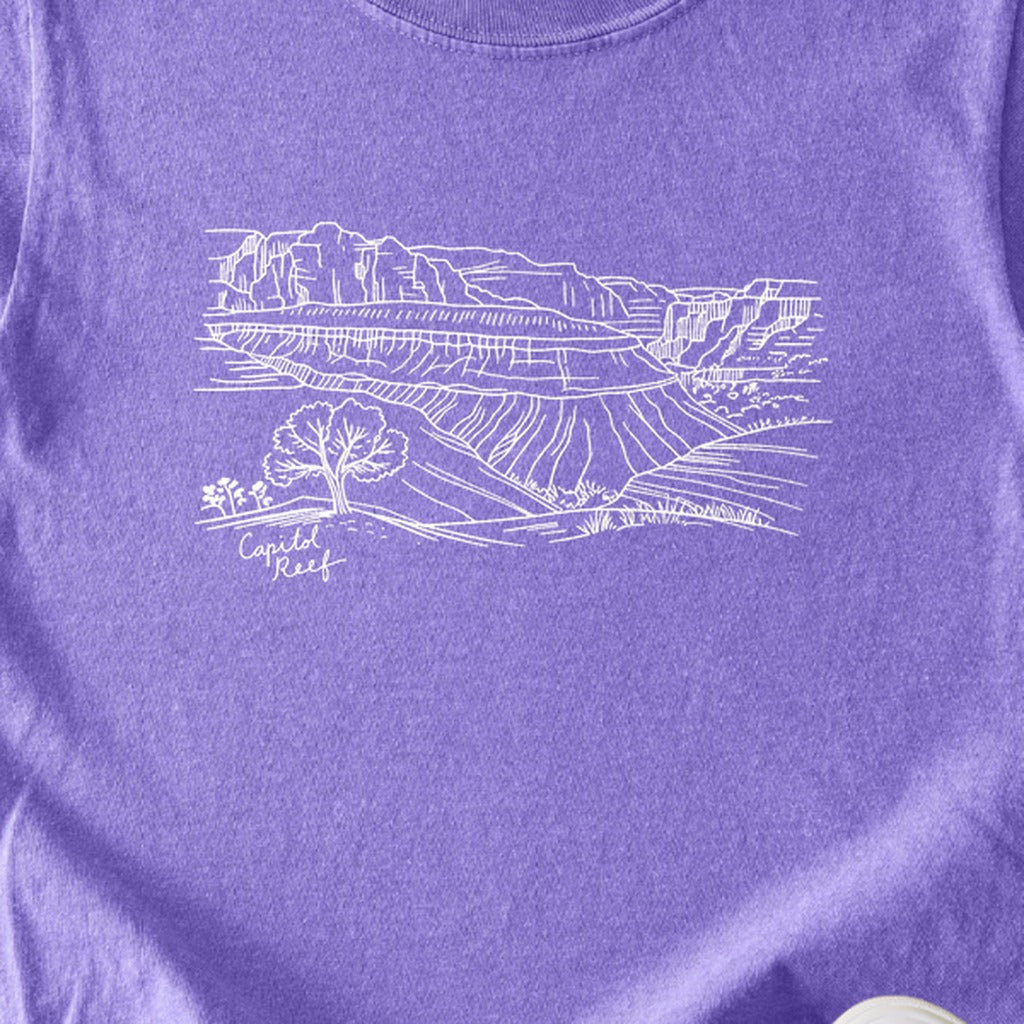 Capitol Reef Line Drawing Kids Cotton T-Shirt