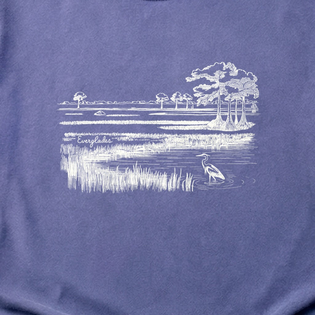 Everglades Line Drawing Cotton T-Shirt