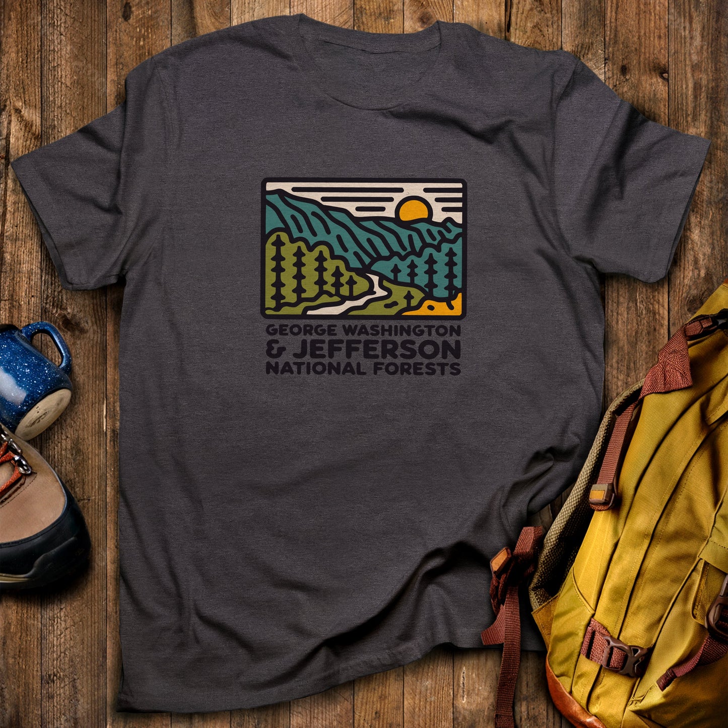 George Washington and Jefferson National Forests T-Shirt Dark Heather Adventure and Outdoors Themed T-Shirt