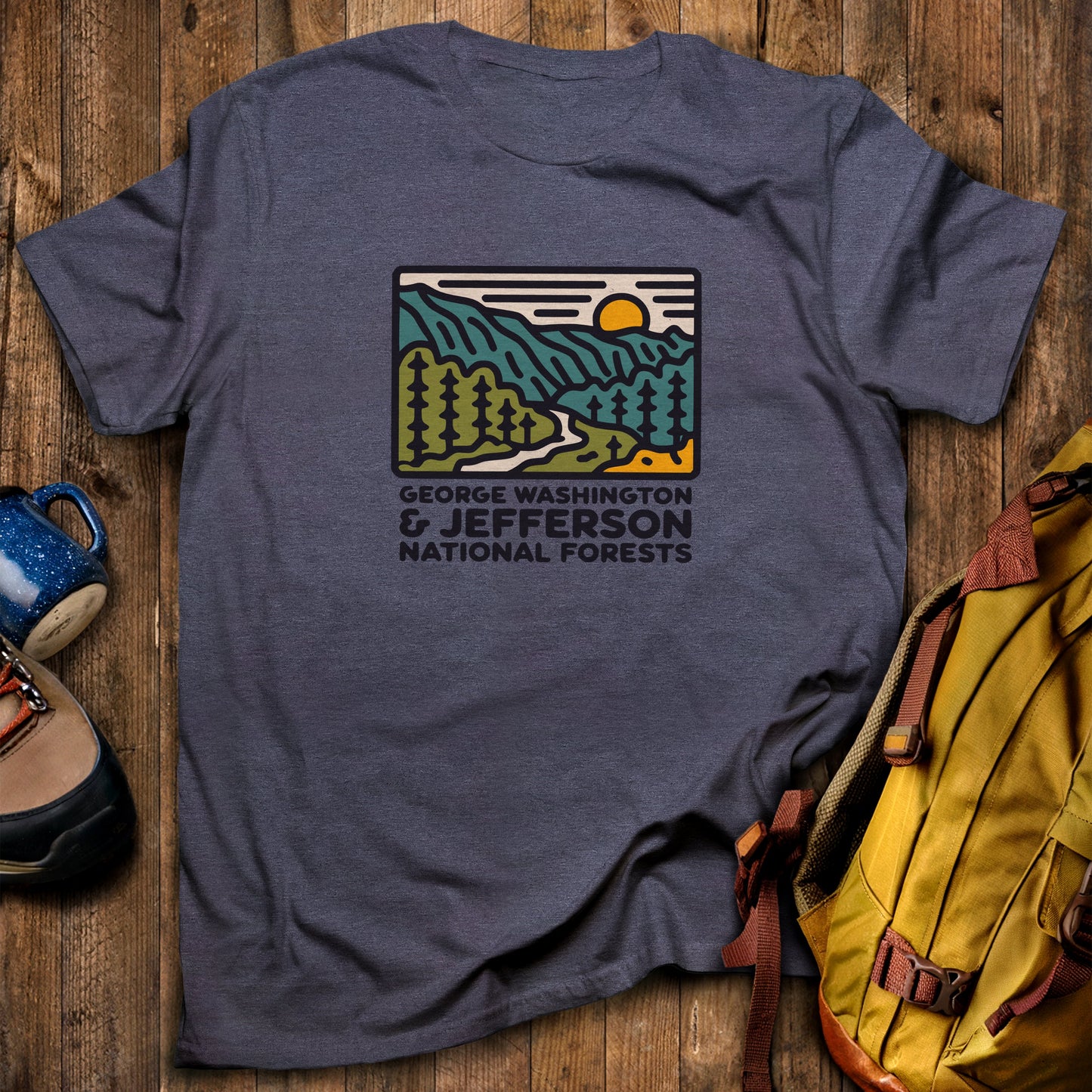 George Washington and Jefferson National Forests T-Shirt Heather Navy Adventure and Outdoors Themed T-Shirt