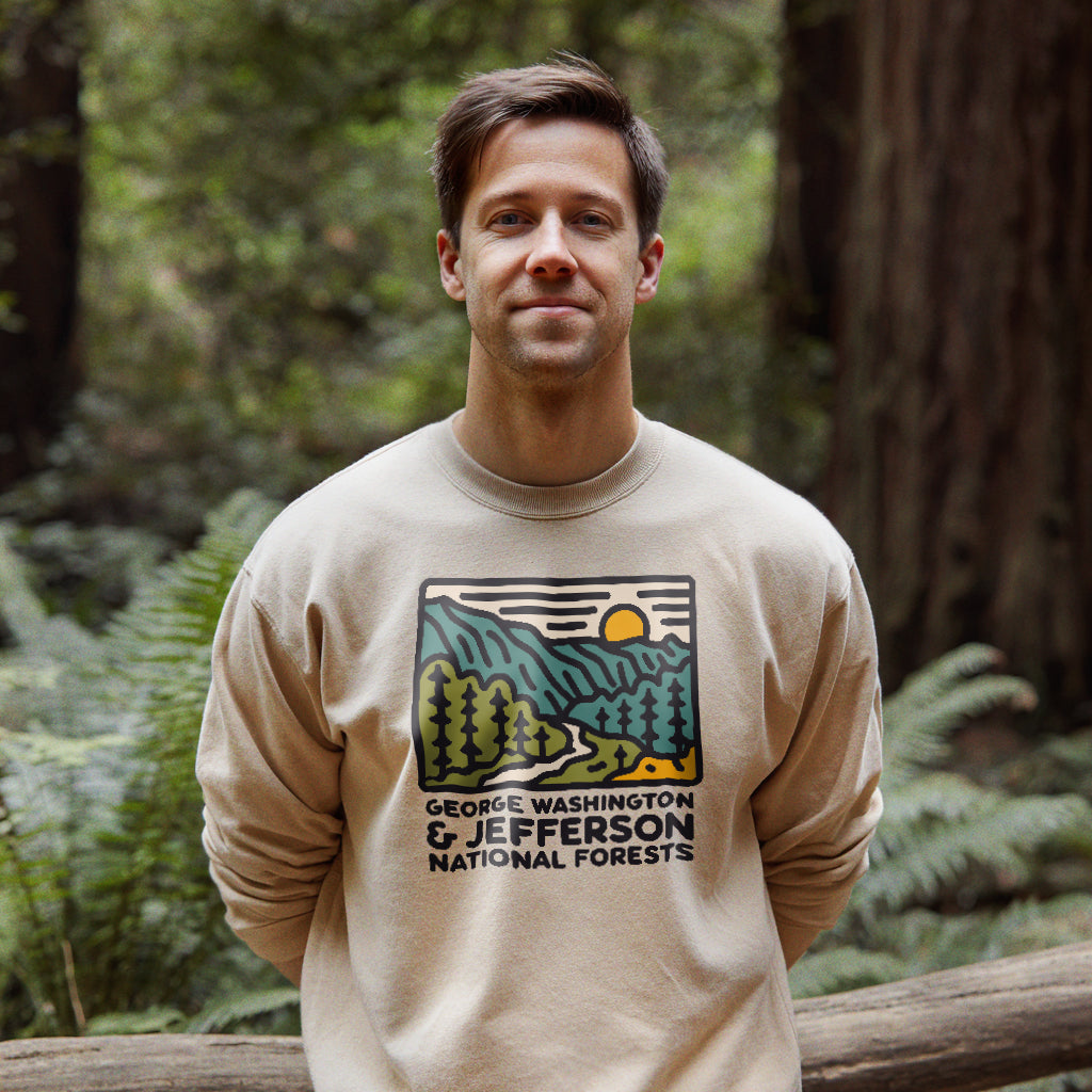 George Washington and Jefferson National Forests Crewneck Sweatshirt Adventure and Outdoors Themed Sweatshirt