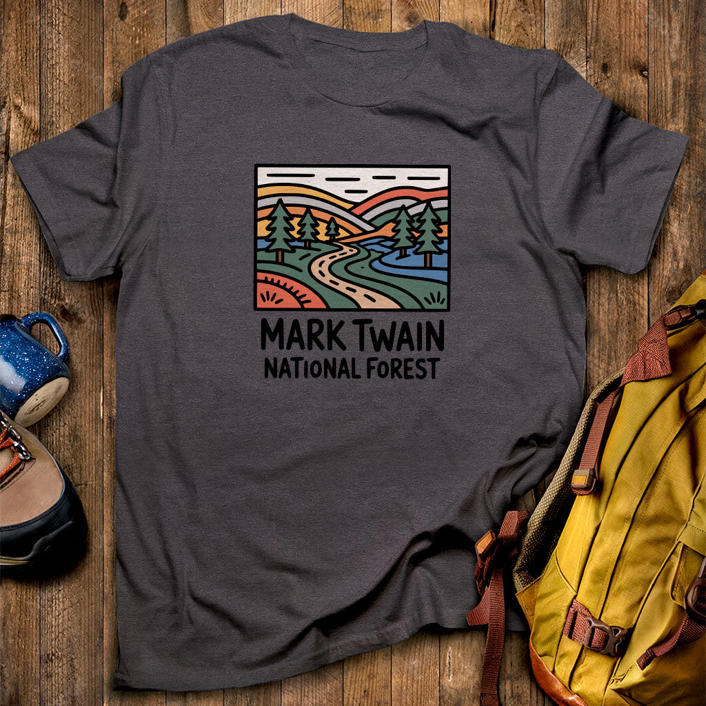 Mark Twain National Forest T-Shirt Dark Heather Adventure and Outdoors Themed T-Shirt