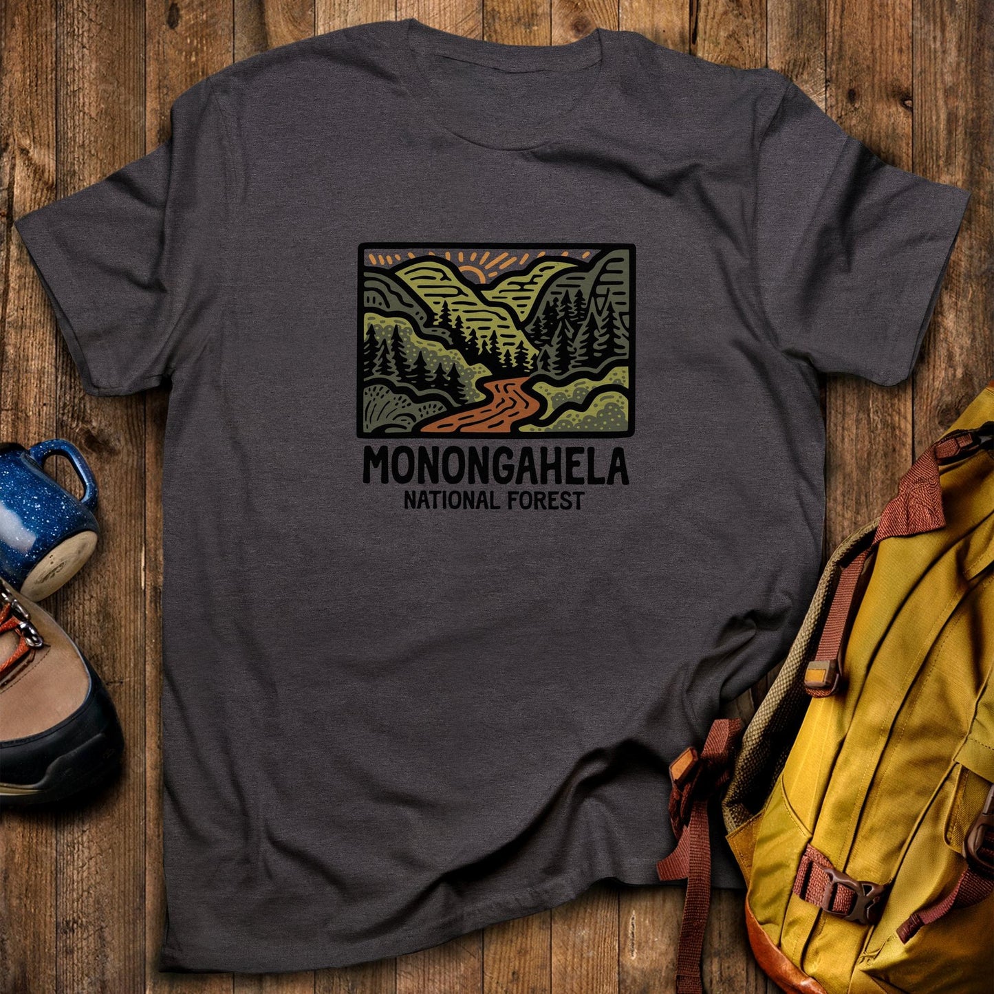 Monongahela National Forest T-Shirt Dark Heather Adventure and Outdoors Themed T-Shirt