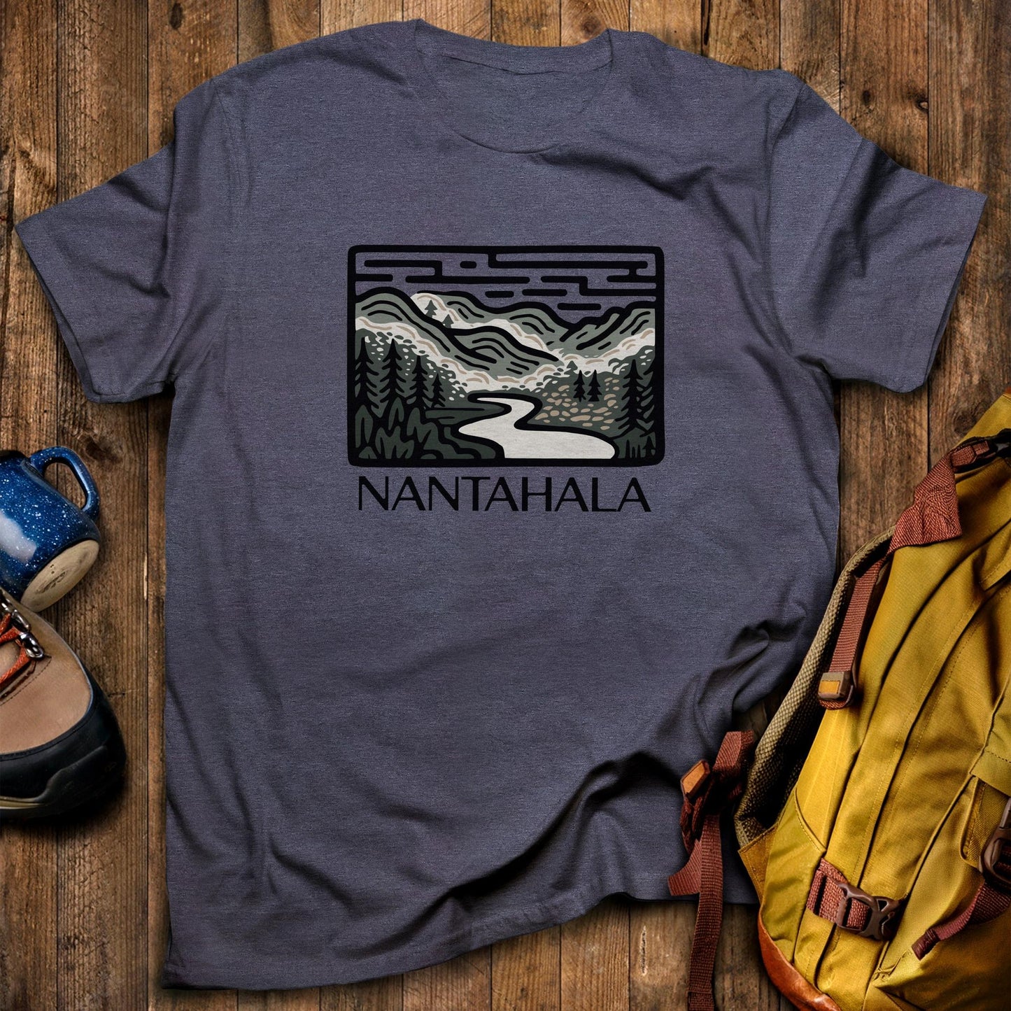 Nantahala National Forest T-Shirt Heather Navy Adventure and Outdoors Themed T-Shirt