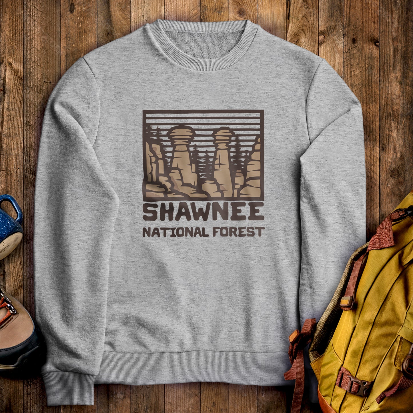 Shawnee National Forest Crewneck Sweatshirt Sport Grey Adventure and Outdoors Themed Sweatshirt