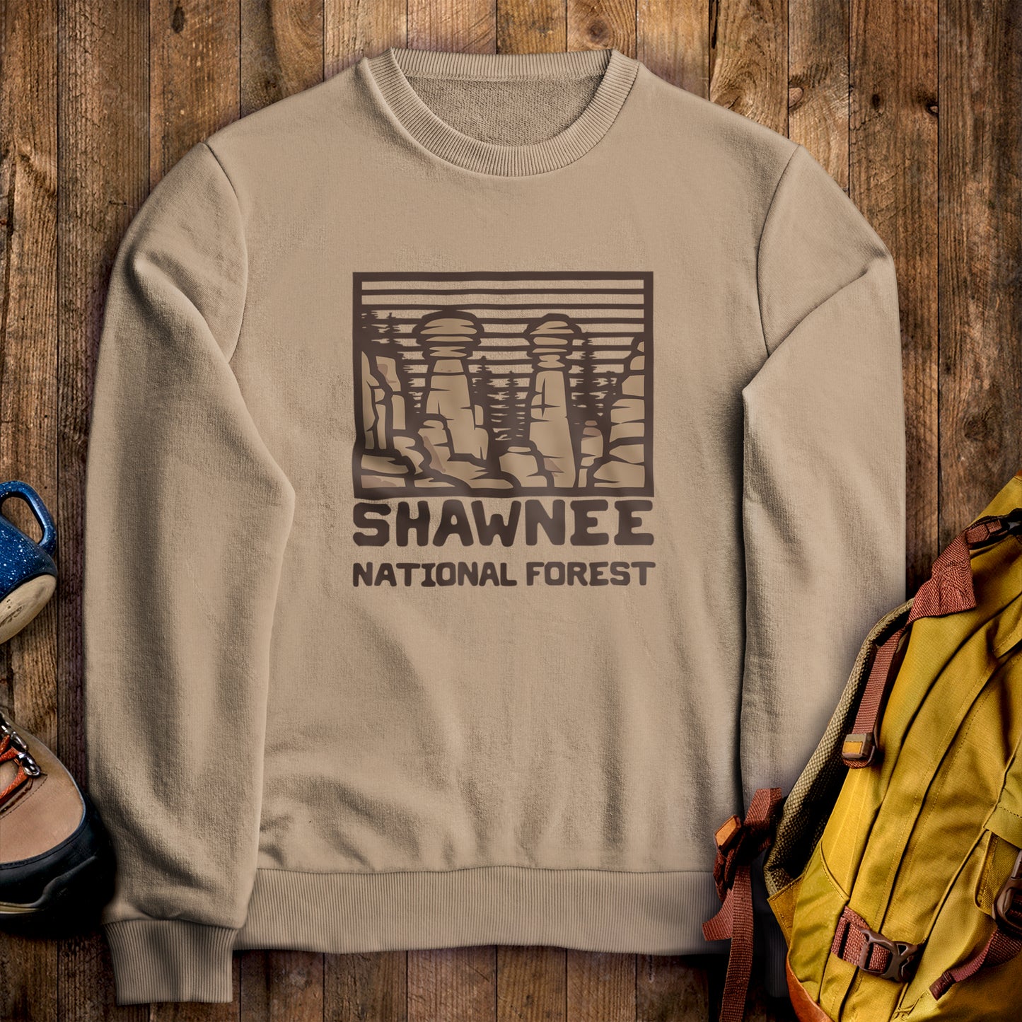 Shawnee National Forest Crewneck Sweatshirt Sand Adventure and Outdoors Themed Sweatshirt
