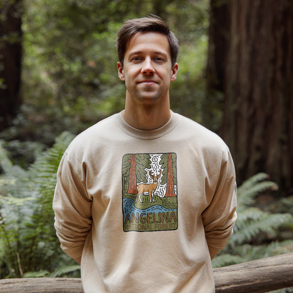 Angelina National Forest Crewneck Sweatshirt Adventure and Outdoors Themed Sweatshirt