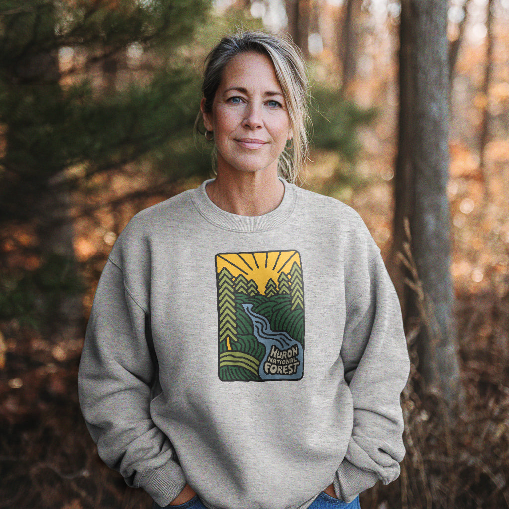 Huron National Forest Crewneck Sweatshirt Adventure and Outdoors Themed Sweatshirt