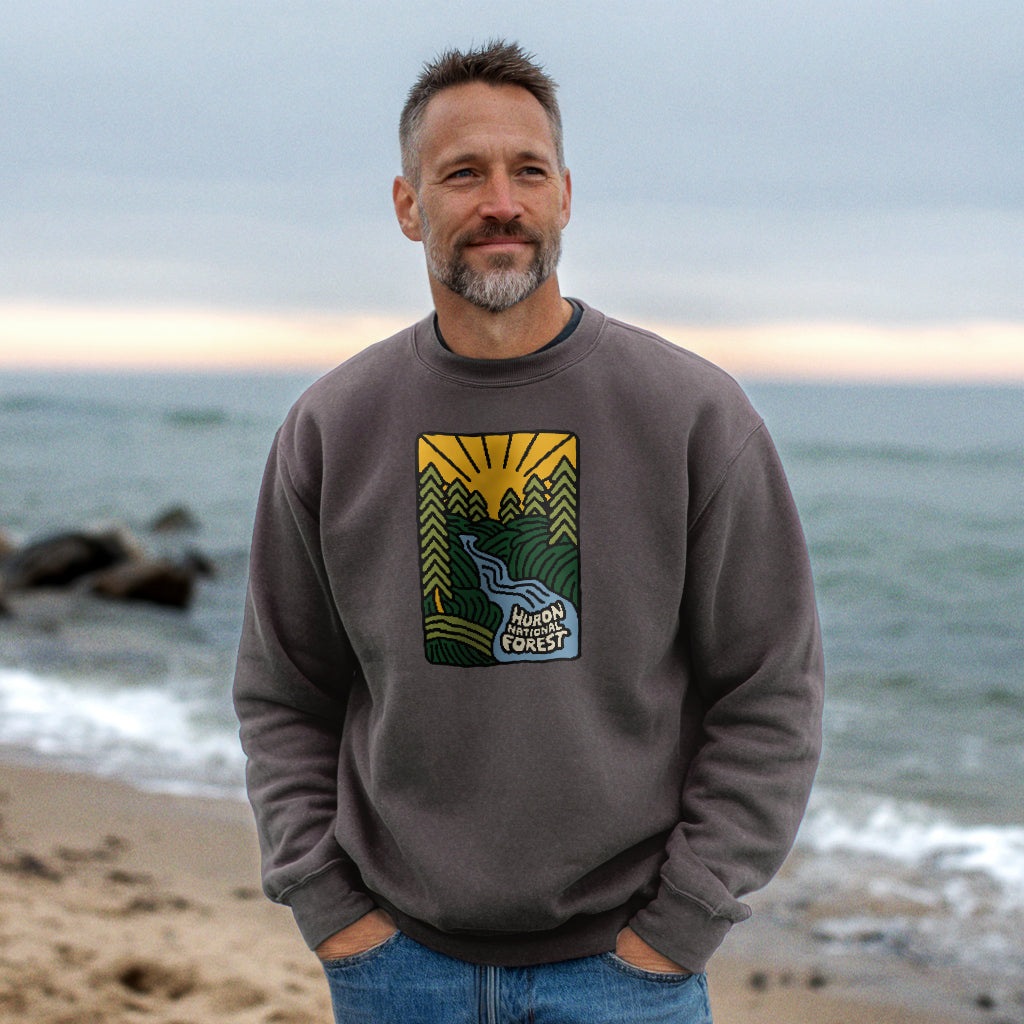 Huron National Forest Crewneck Sweatshirt Adventure and Outdoors Themed Sweatshirt
