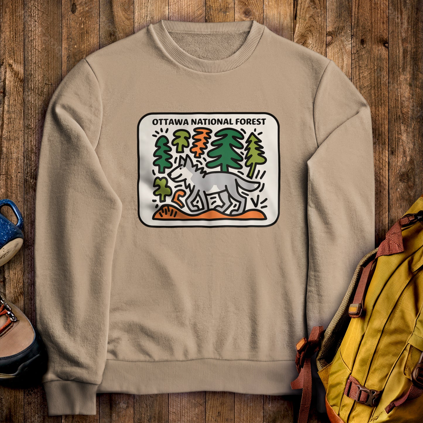 Ottawa National Forest Crewneck Sweatshirt Sand Adventure and Outdoors Themed Sweatshirt