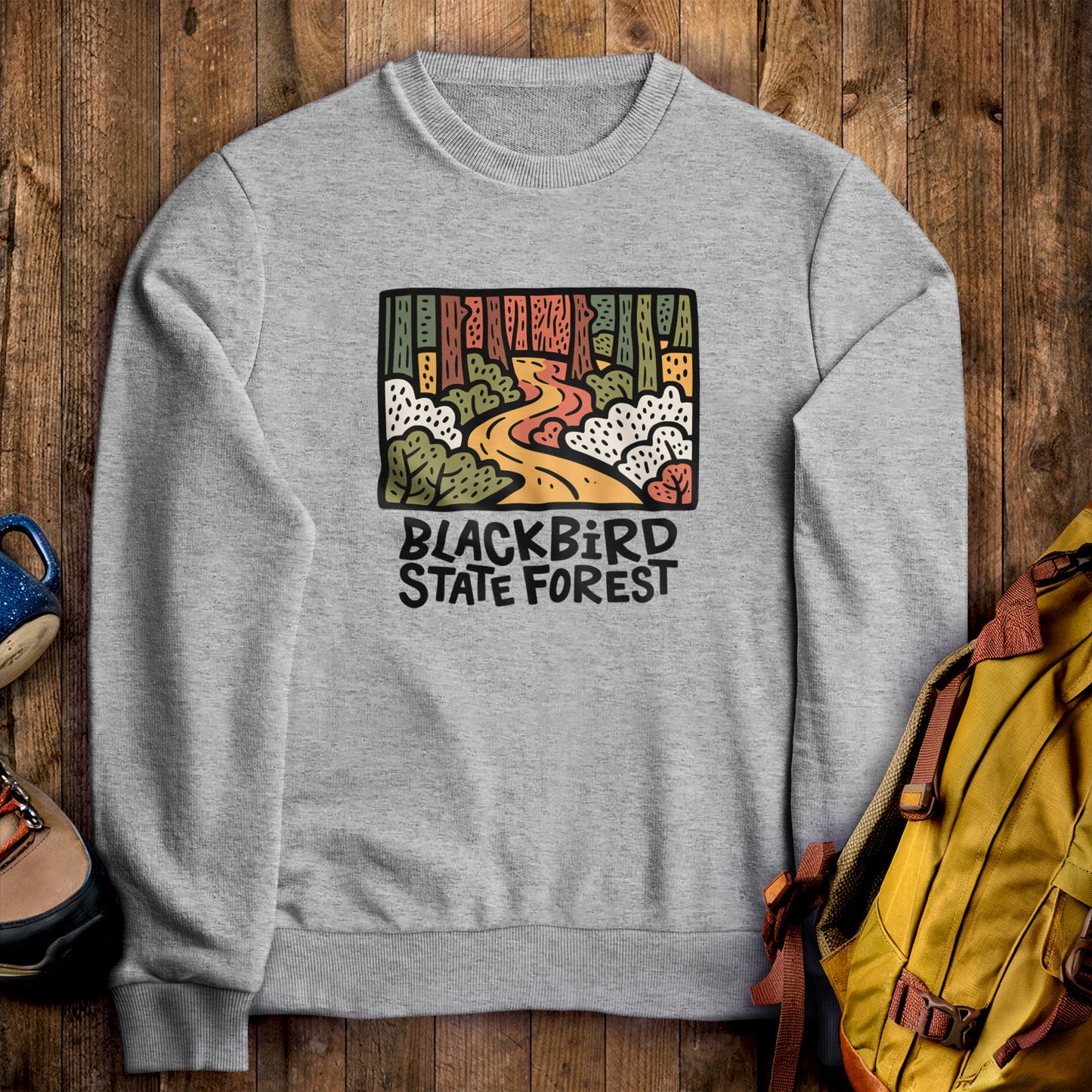 Blackbird State Forest Crewneck Sweatshirt Sport Grey Adventure and Outdoors Themed Sweatshirt