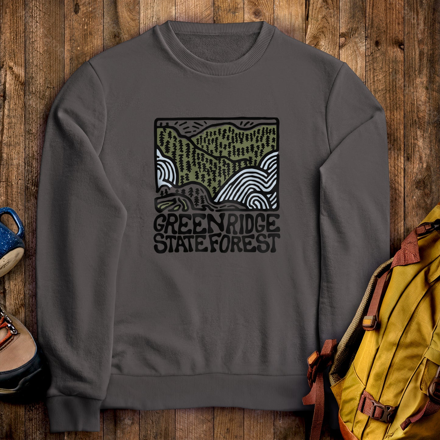 Green Ridge State Forest Crewneck Sweatshirt Charcoal Adventure and Outdoors Themed Sweatshirt