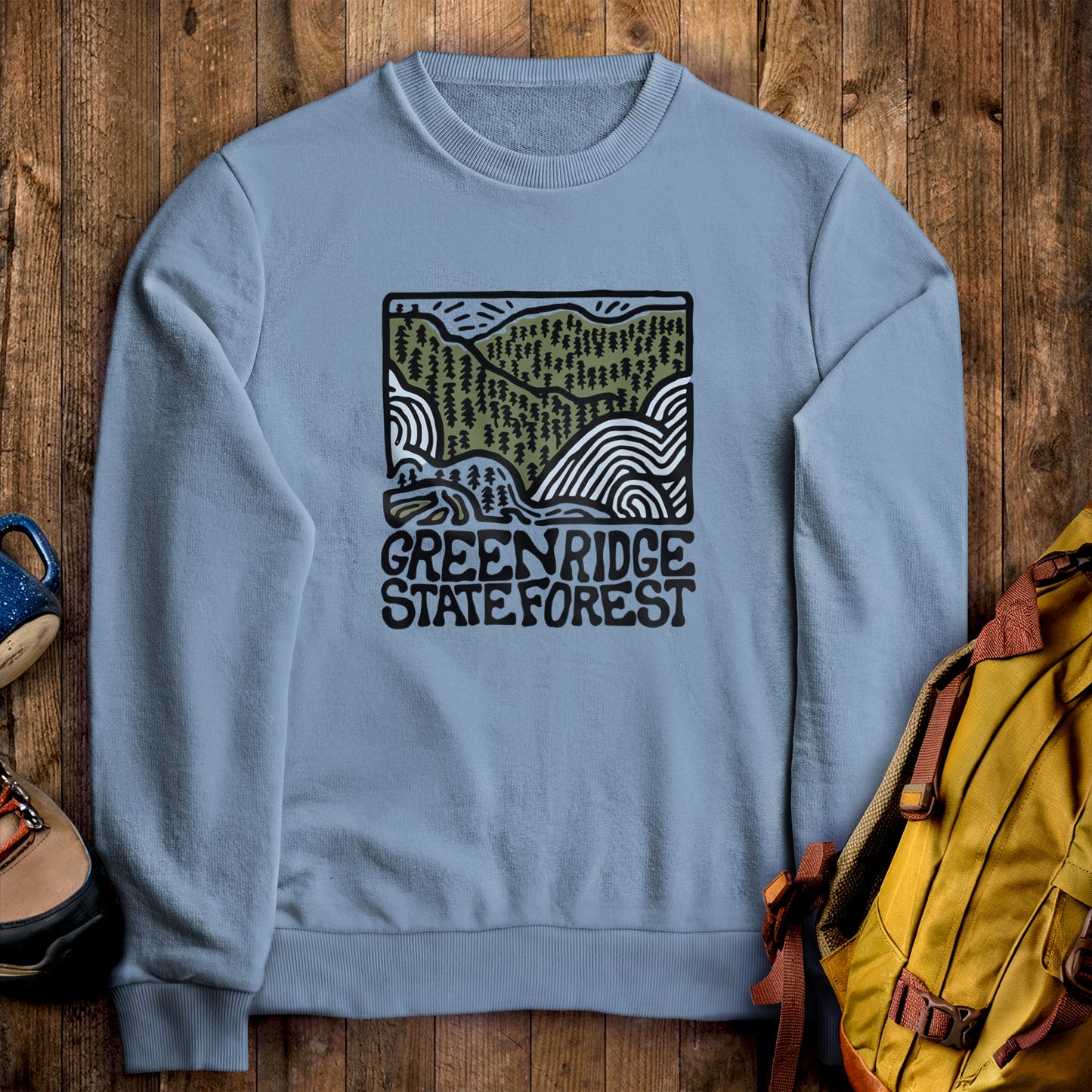 Green Ridge State Forest Crewneck Sweatshirt Stone Blue Adventure and Outdoors Themed Sweatshirt