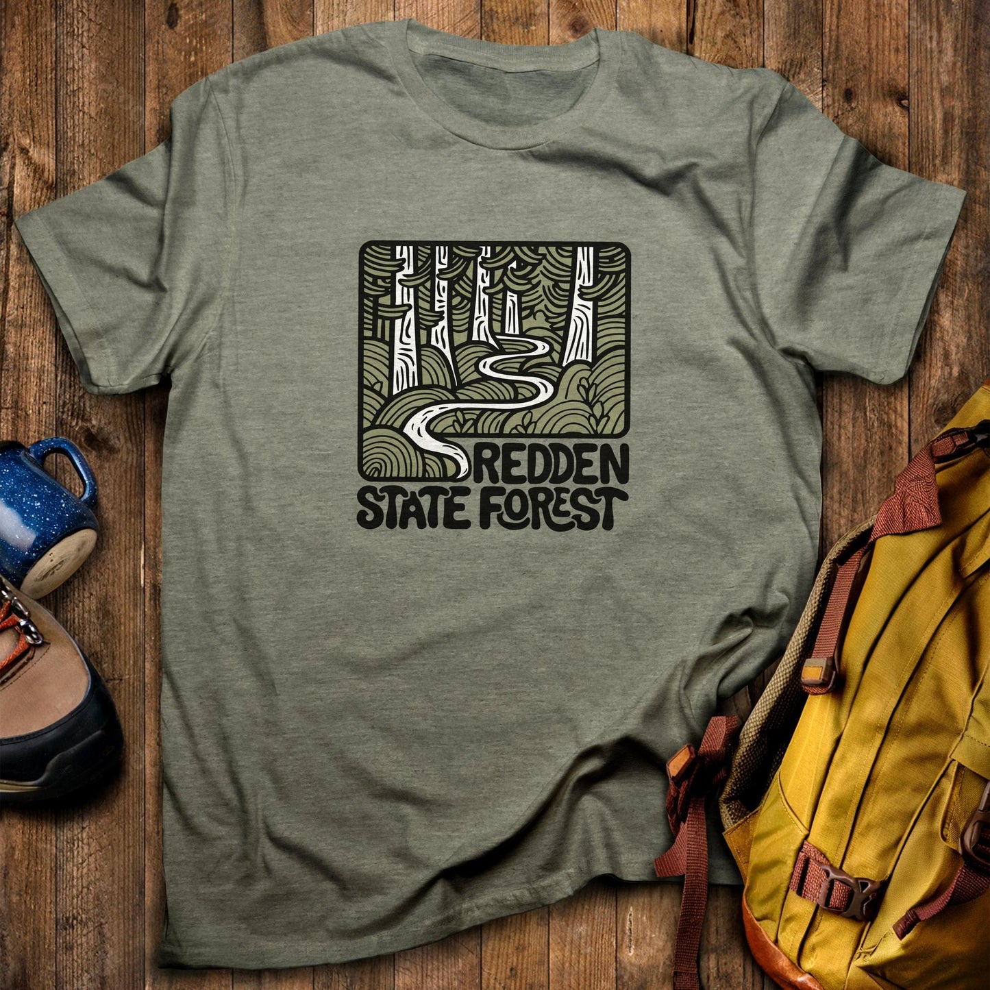 Redden State Forest T-Shirt Heather Military Green Adventure and Outdoors Themed T-Shirt