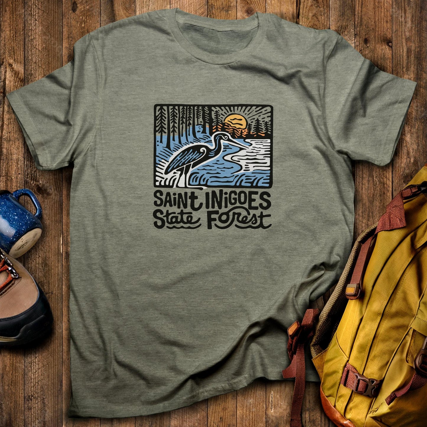 Saint Inigoes State Forest T-Shirt Heather Military Green Adventure and Outdoors Themed T-Shirt