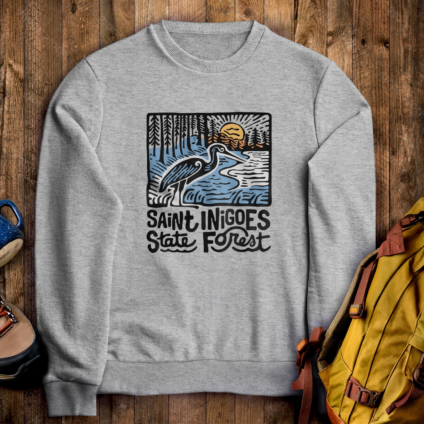 Saint Inigoes State Forest Crewneck Sweatshirt Sport Grey Adventure and Outdoors Themed Sweatshirt