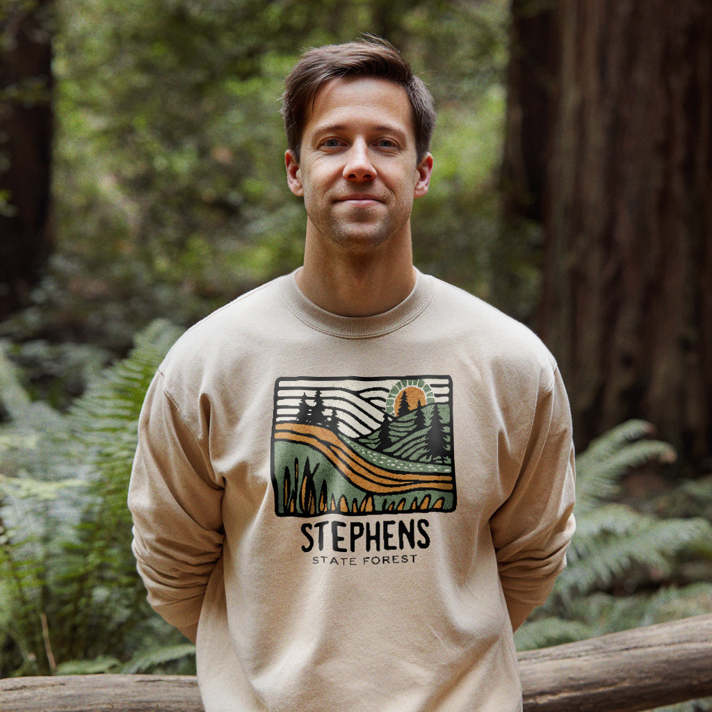 Stephens State Forest Crewneck Sweatshirt Adventure and Outdoors Themed Sweatshirt