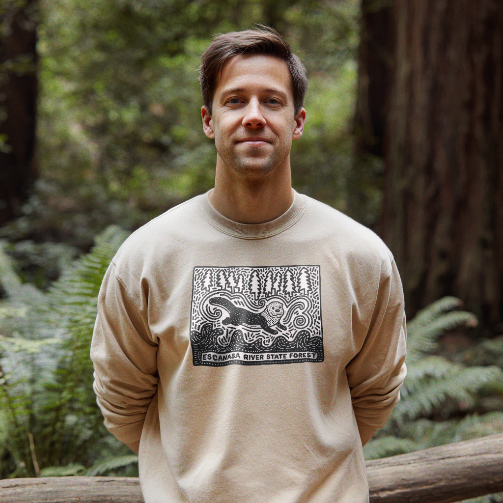 Escanaba River State Forest Crewneck Sweatshirt Adventure and Outdoors Themed Sweatshirt