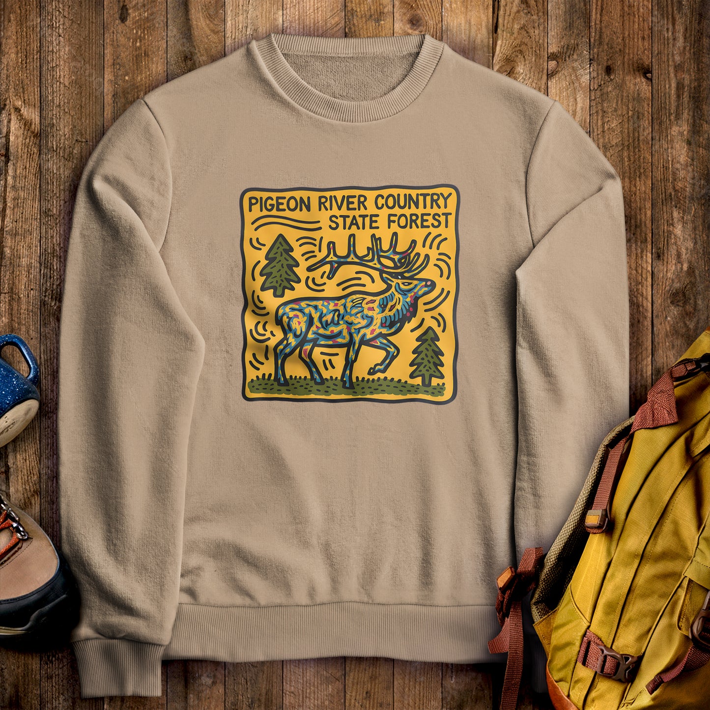 Pigeon River Country State Forest Crewneck Sweatshirt Sand Adventure and Outdoors Themed Sweatshirt