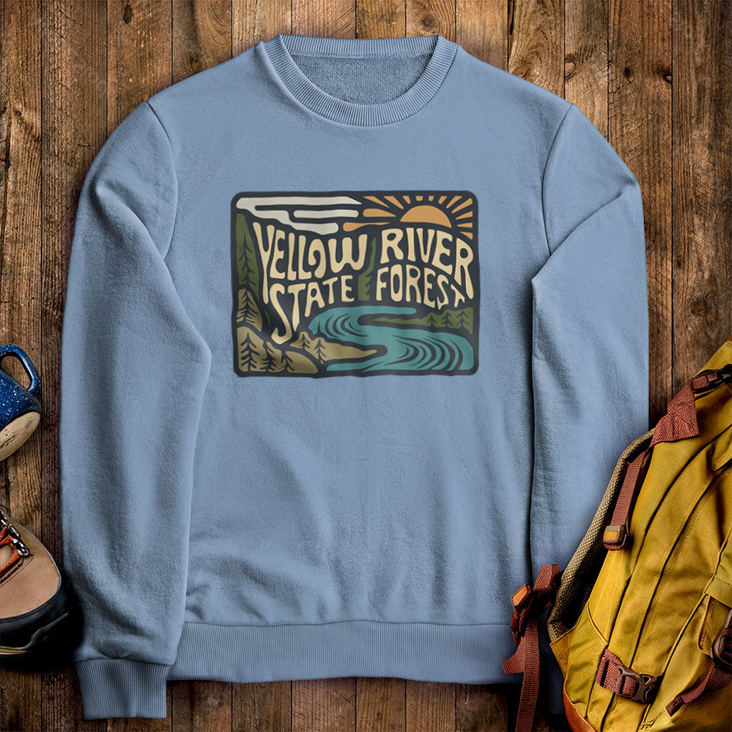 Yellow River State Forest Crewneck Sweatshirt Stone Blue Adventure and Outdoors Themed Sweatshirt