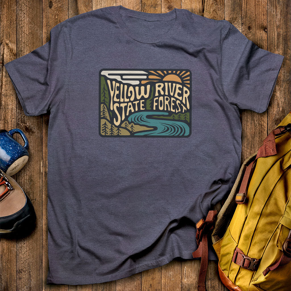 Yellow River State Forest T-Shirt Heather Navy Adventure and Outdoors Themed T-Shirt