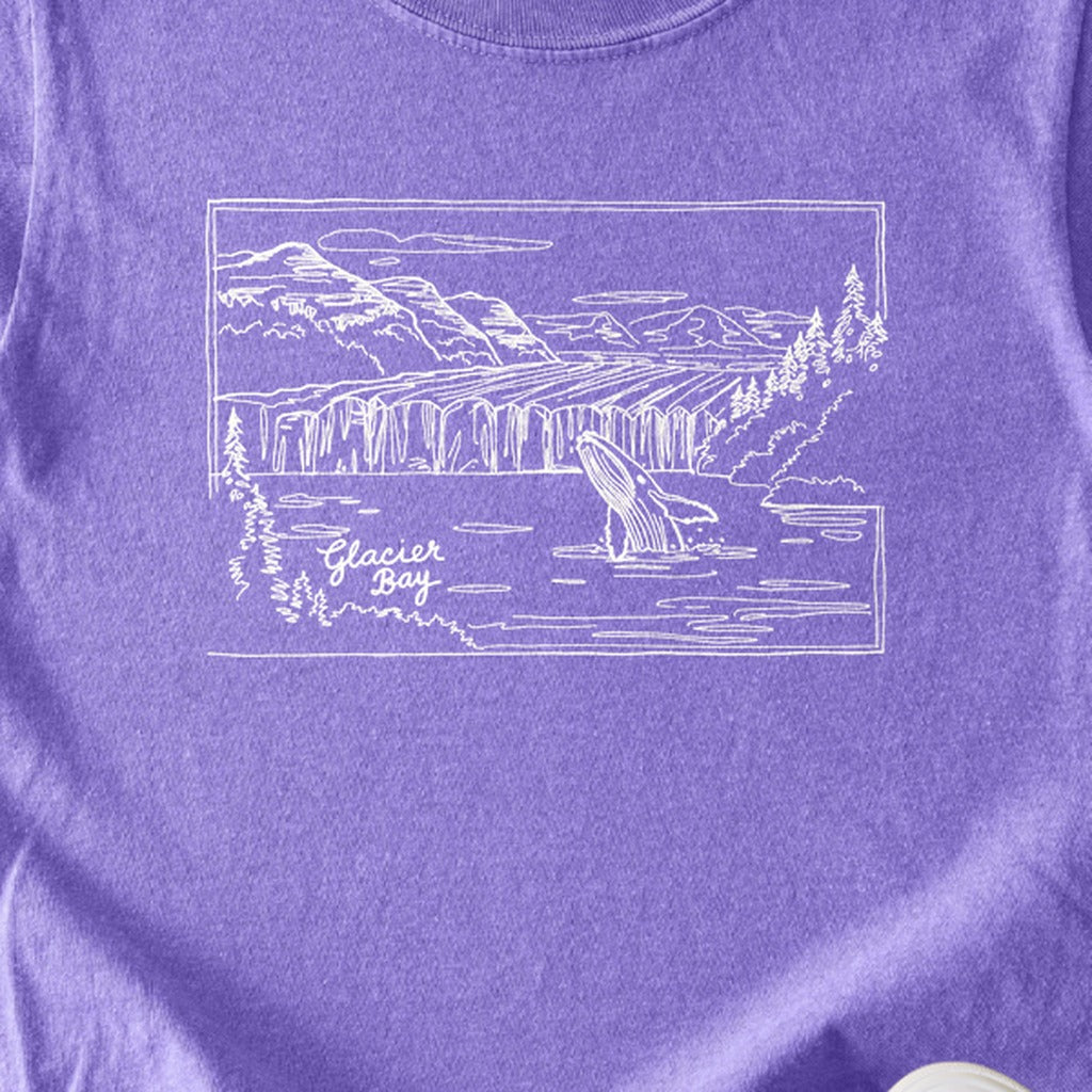 Glacier Bay Line Drawing Kids Cotton T-Shirt