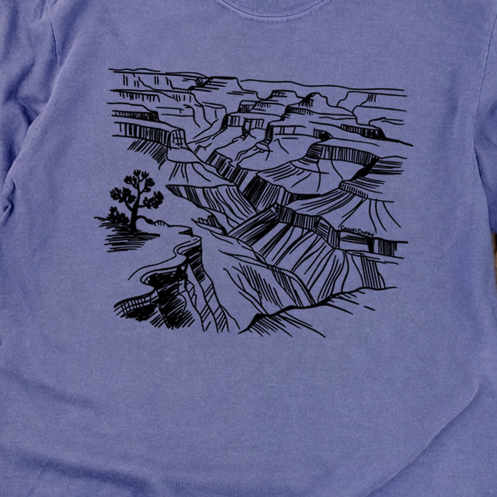 Grand Canyon Line Drawing Cotton Long Sleeve