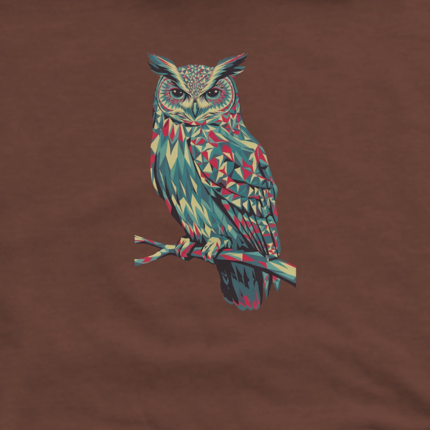 Horned Owl Mosaic Hoodie Adventure and Outdoors Themed Hoodie