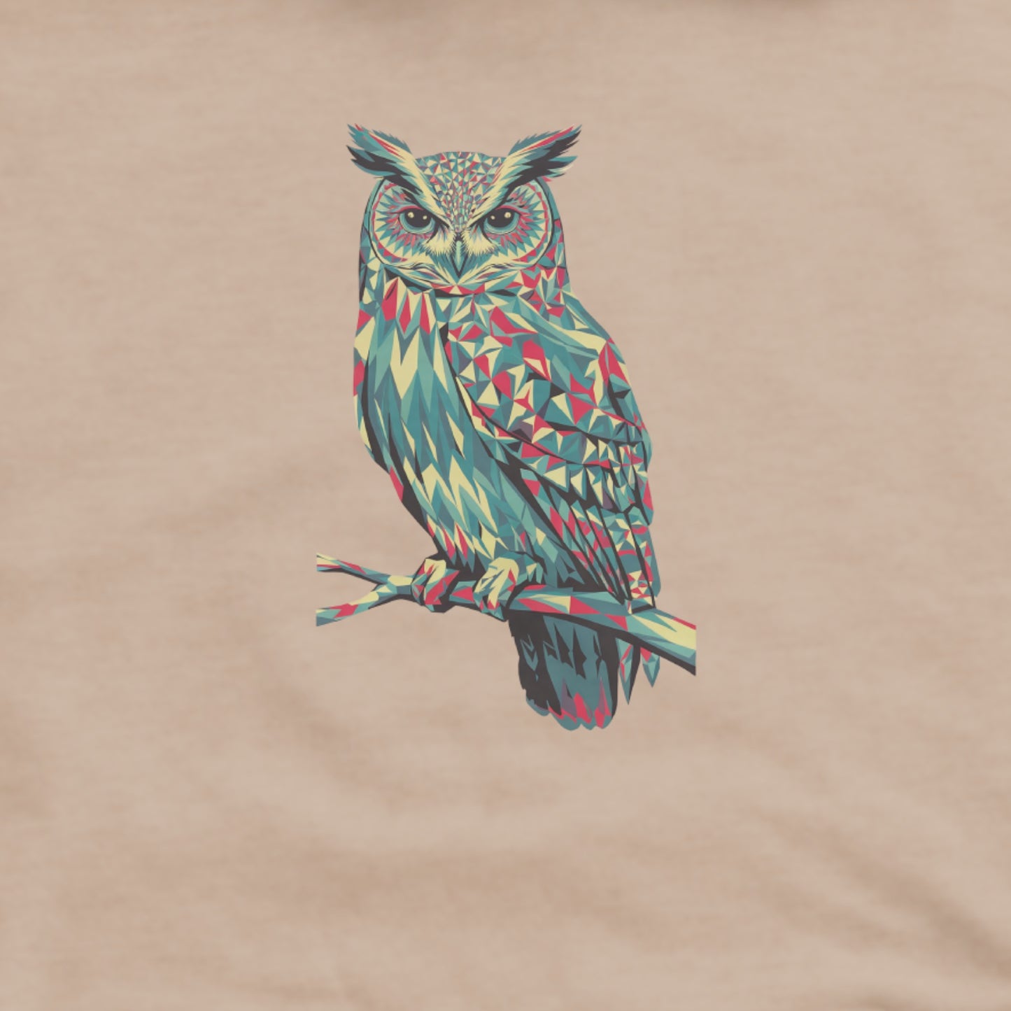 Horned Owl Mosaic Hoodie Adventure and Outdoors Themed Hoodie