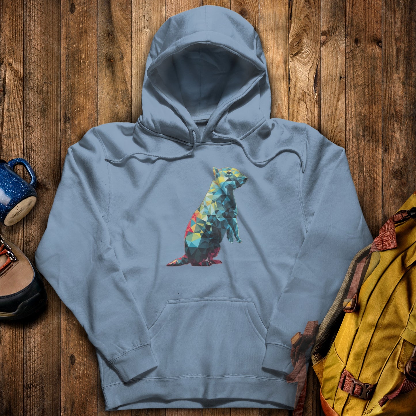 Prairie Dog Mosaic Hoodie Stone Blue Adventure and Outdoors Themed Hoodie