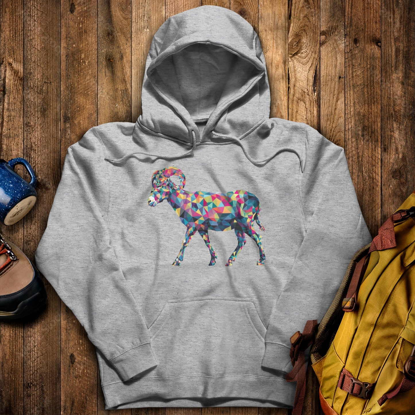 Ram Mosaic Hoodie Sport Grey Adventure and Outdoors Themed Hoodie