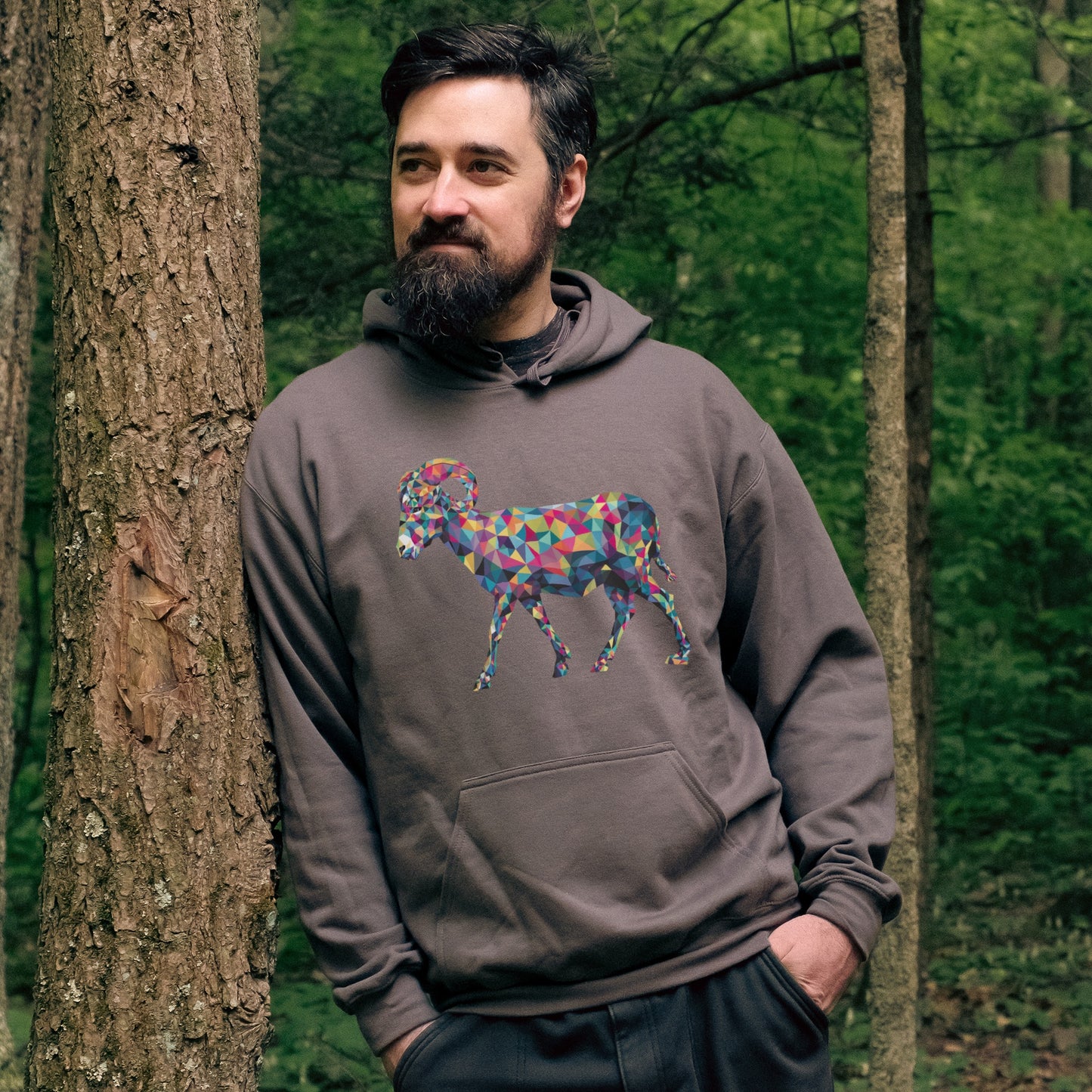 Ram Mosaic Hoodie Adventure and Outdoors Themed Hoodie