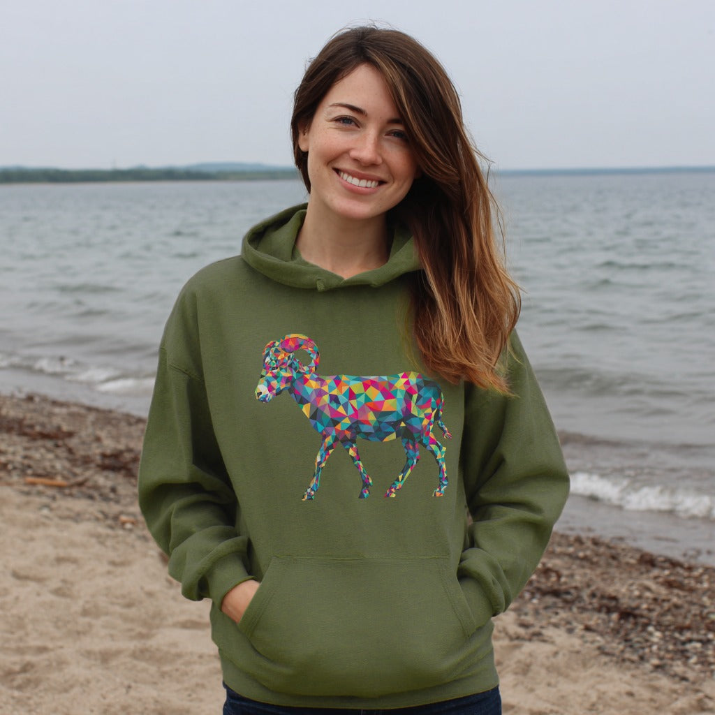 Ram Mosaic Hoodie Adventure and Outdoors Themed Hoodie