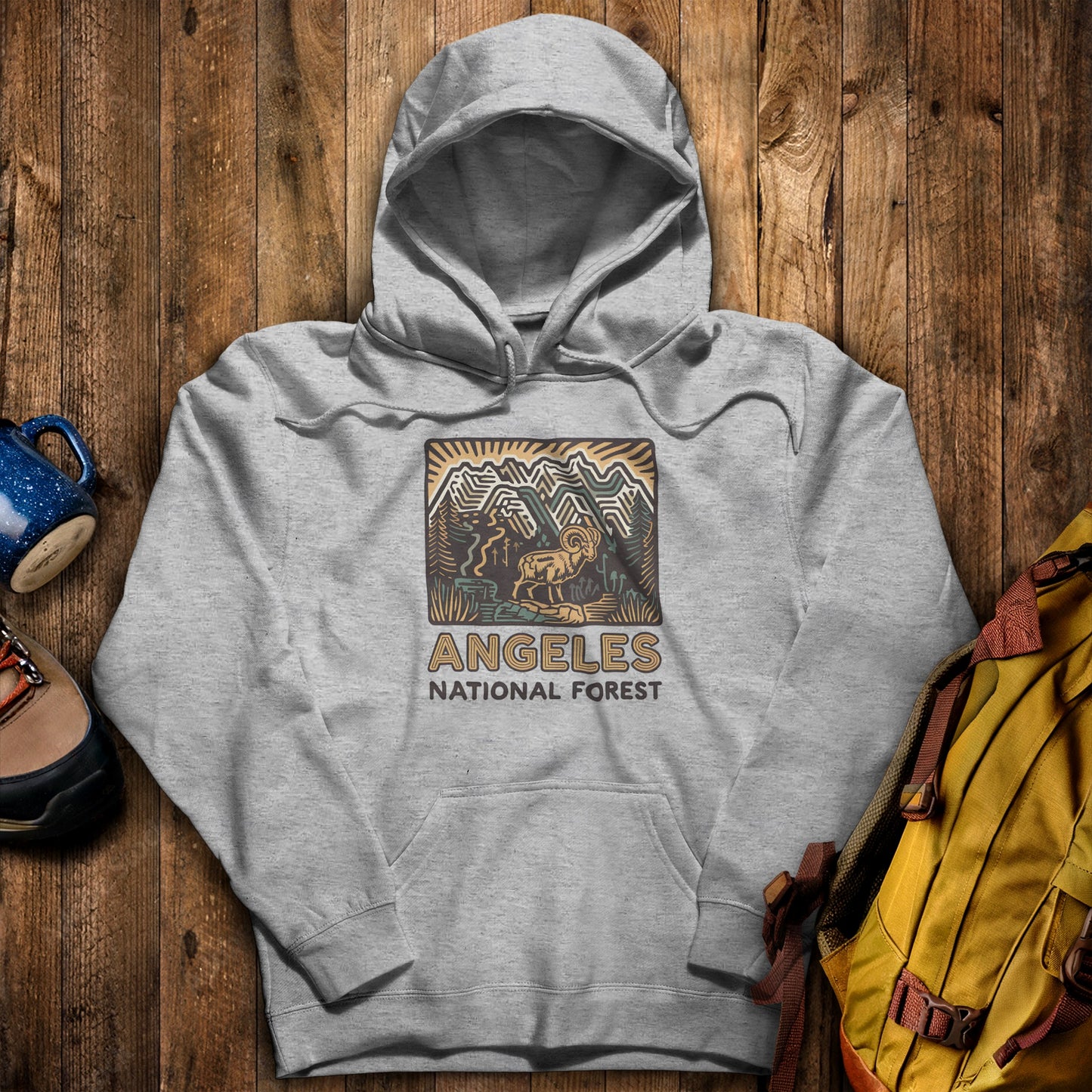 Angeles National Forest Hoodie Sport Grey Adventure and Outdoors Themed Hoodie
