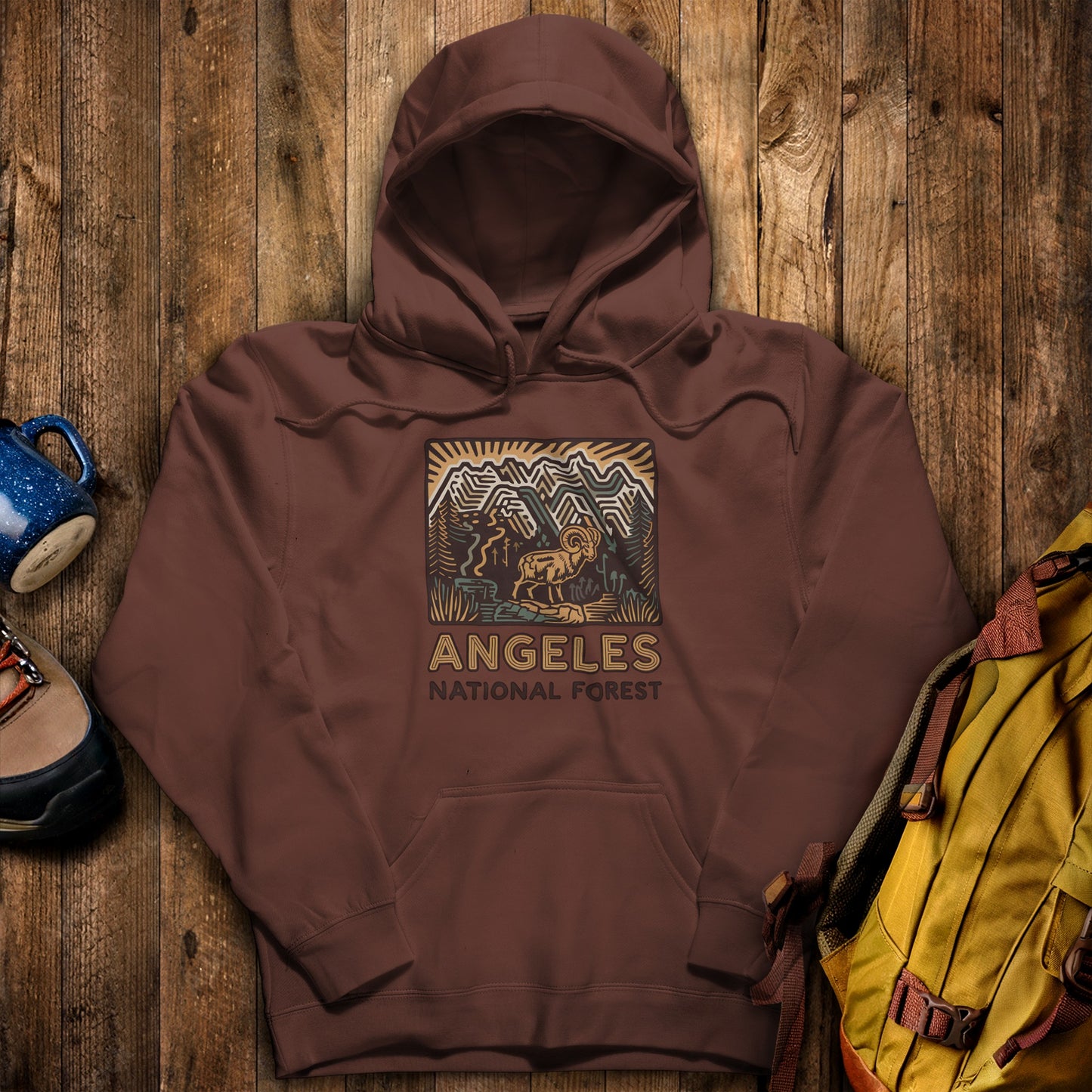 Angeles National Forest Hoodie Cocoa Adventure and Outdoors Themed Hoodie
