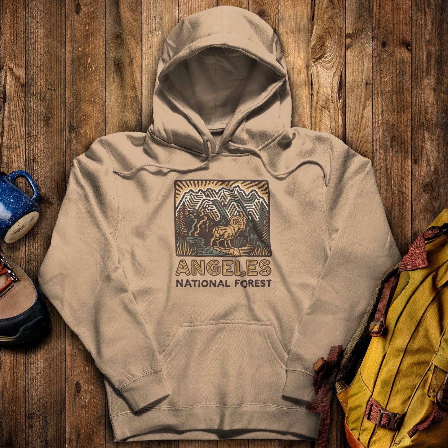 Angeles National Forest Hoodie Sand Adventure and Outdoors Themed Hoodie