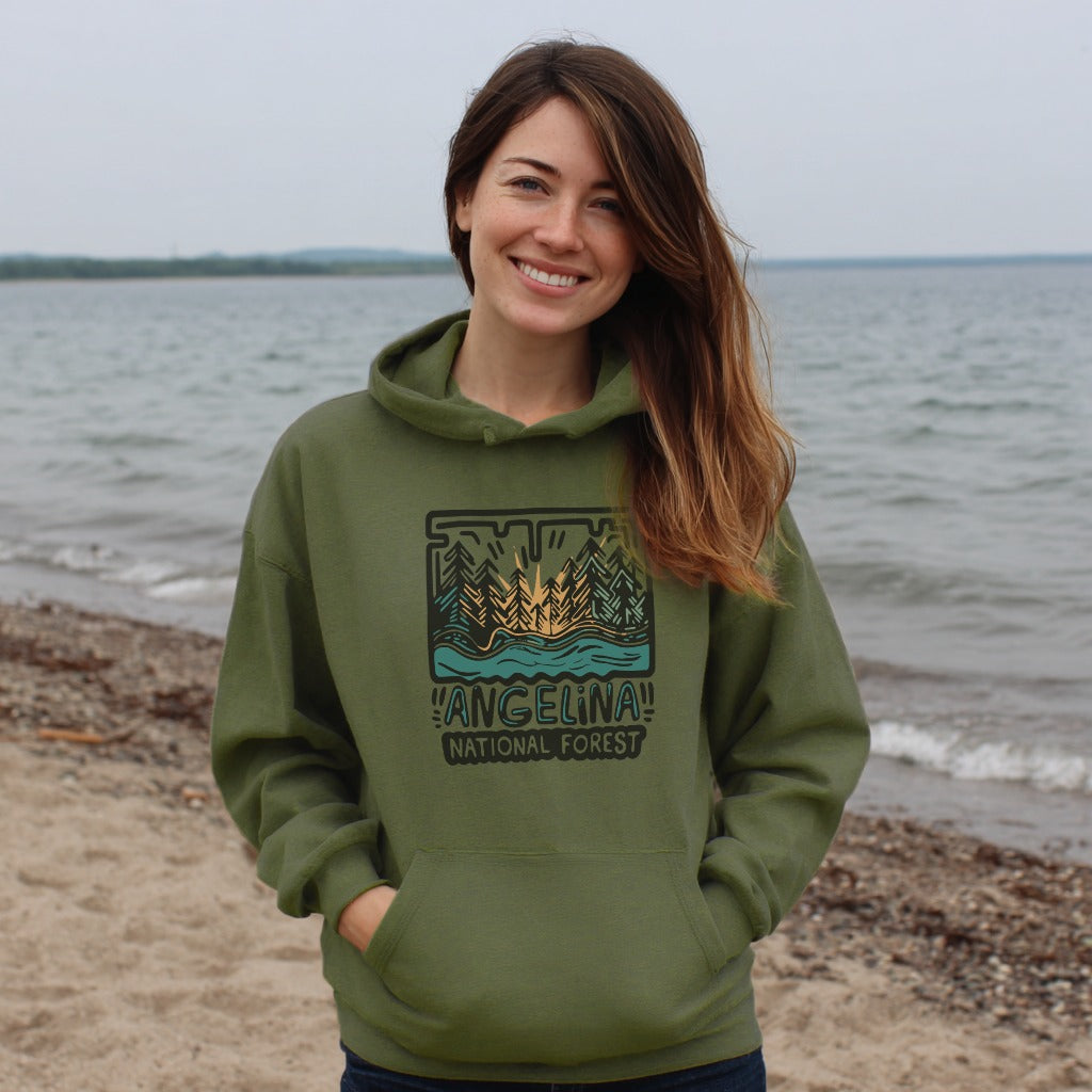Angelina National Forest Hoodie Adventure and Outdoors Themed Hoodie
